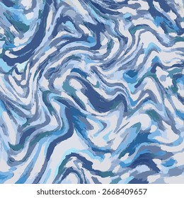 Líneas onduladas azules Abstractas, diseño de superficie de mármol líquido. remolino colorido en el fondo. arte creativo del trazo del cepillo. Vector de la ilustración