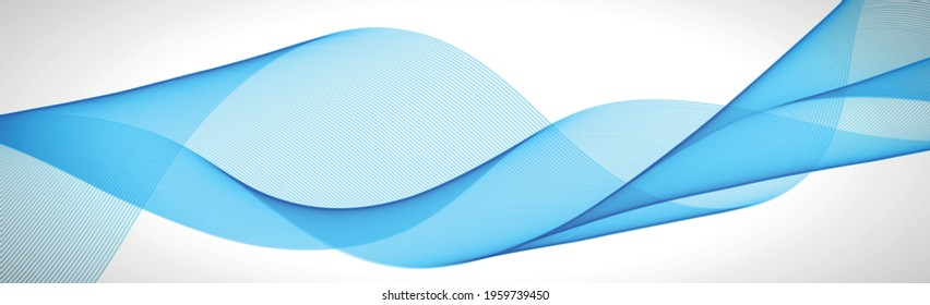 Abstract blue wavy lines on white background - Vector illustration