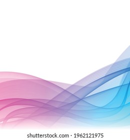 Abstract blue wavy lines on white background - Vector illustration