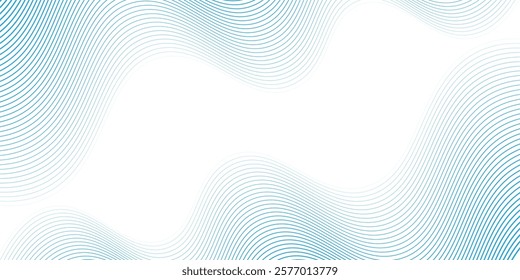 Abstract Blue Wavy Lines on White Background