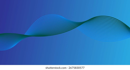Líneas onduladas azules Abstractas en un fondo degradado, diseño digital moderno. Adecuado para Fondos de pantalla, Anuncios o presentaciones. Vector EPS10.
