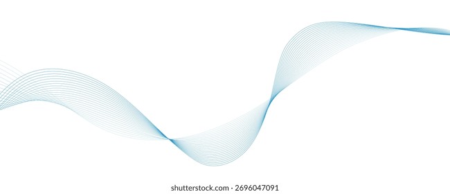 Abstract blue wavy lines on white background