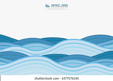 Abstract blue wavy of sea style decoratio. You can use for poster, artwork, template design. illustration vector eps10