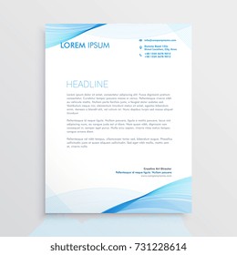 Abstract Blue Wavy Shape Letterhead Design