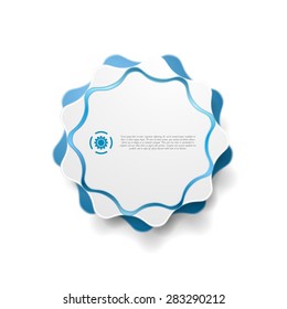 Resumen de diseño de pegatinas de forma ondulada azul. Fondo del vector