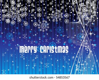 abstract blue wavy, snowflake background for merry christmas