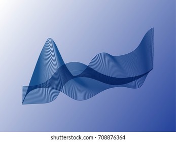 Abstract blue wavy stripes vector background vector illustration