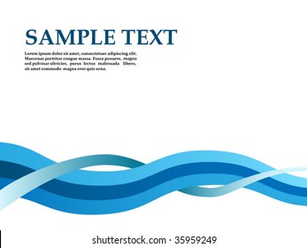 Abstract blue wavy  vector background with copyspace.