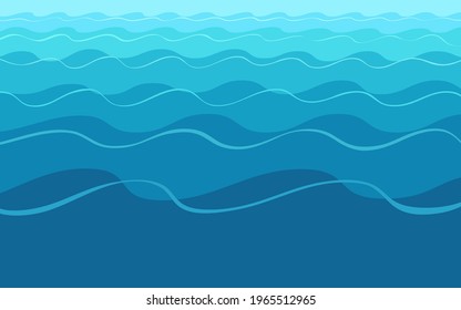 Abstract blue wavy water background. Template for banner, poster, flyer, brochure, presentation. Vector illustration 