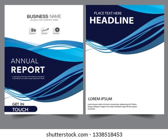 Abstract blue wavy wave gradient modern annual report flyer Brochure leaflet, the presentation cover, magazine advertising. cover with an abstract background. vector template layout of A4 format