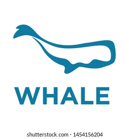 abstract blue whale, vector logo template 
