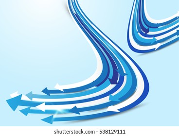 Abstract blue and white arrows in blue background