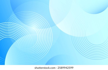 Abstract blue and white background with circles. Vector illustration