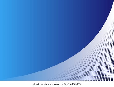 Abstract blue and white background with a fold with a fold filled with square holes