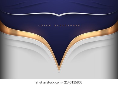 Abstrakter, blauer und weißer Hintergrund mit goldenen Elementen