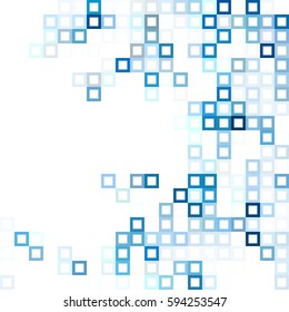 Abstract blue
 white background with mesh of squares. Mosaic style. Geometric template. Cells.