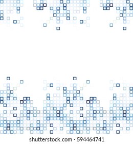 Abstract blue white background with mesh of squares. Mosaic style. Geometric template. Cells.