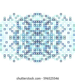 Abstract blue white background with mesh of squares. Mosaic style. Geometric template. Cells.