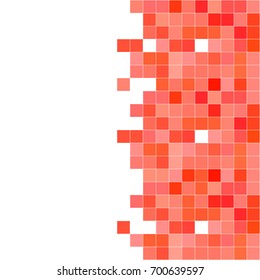 Abstract blue white background with mesh of squares or cells on half page. Empty white space for your headline or text. 