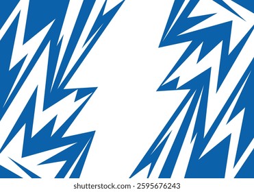 Abstract blue and white background with spikes and zigzag narrow line pattern