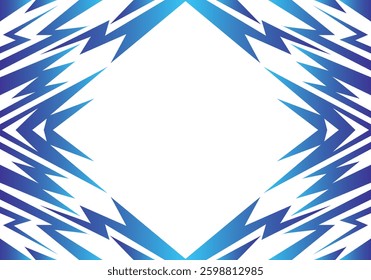 Abstract blue and white background with spikes and zigzag narrow line pattern work