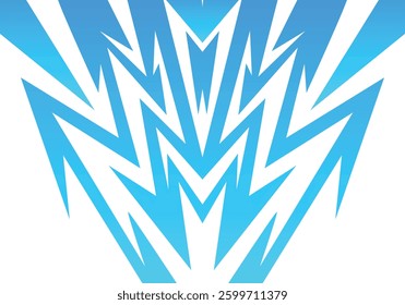 Abstract blue and white background with spikes and zigzag narrow line pattern work