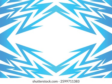 Abstract blue and white background with spikes and zigzag narrow line pattern work