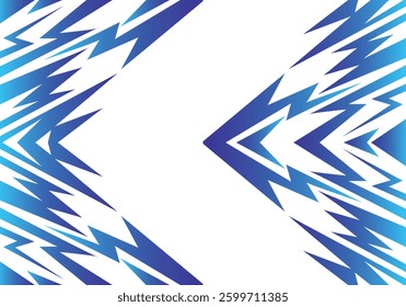 Abstract blue and white background with spikes and zigzag narrow line pattern work