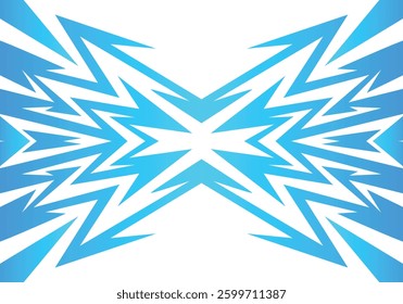 Abstract blue and white background with spikes and zigzag narrow line pattern work