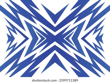 Abstract blue and white background with spikes and zigzag narrow line pattern work