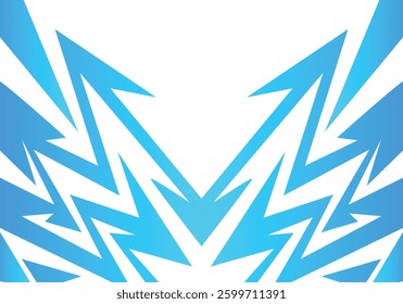 Abstract blue and white background with spikes and zigzag narrow line pattern work