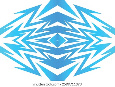 Abstract blue and white background with spikes and zigzag narrow line pattern work