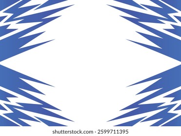 Abstract blue and white background with spikes and zigzag narrow line pattern work
