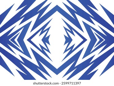 Abstract blue and white background with spikes and zigzag narrow line pattern work