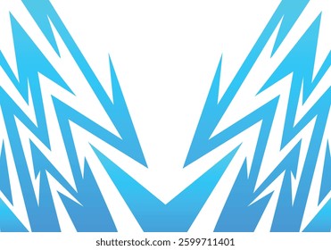 Abstract blue and white background with spikes and zigzag narrow line pattern work