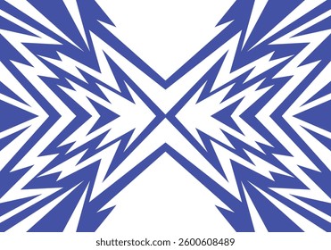 Abstract blue and white background with spikes and zigzag narrow line pattern work