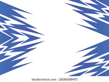 Abstract blue and white background with spikes and zigzag narrow line pattern work