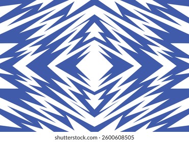 Abstract blue and white background with spikes and zigzag narrow line pattern work