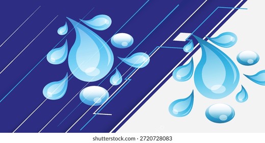 Vector de diseño de Anuncio azul y blanco Abstractas, Plantilla de fondo Horizontal deportivo dinámico para la promoción de medios o Anuncio de Web. fondo de salpicaduras de agua. Vector moderno