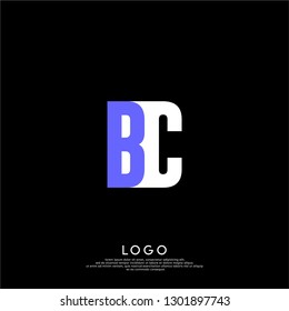 abstract blue and white BC logo letters design concept