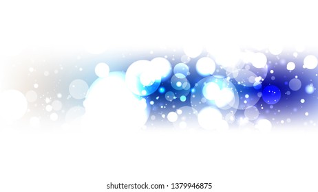 Abstract Blue and White Bokeh Lights Background Graphic