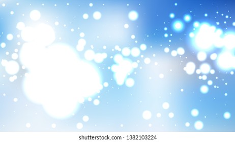 Abstract Blue and White Bokeh Lights Background