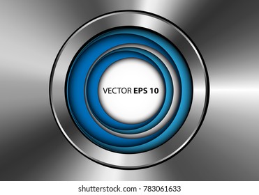 Abstract blue white button on metal plate design modern futuristic technology background vector illustration.