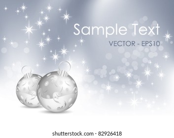 Abstract blue and white Christmas background with baubles