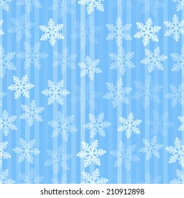 Abstract blue and white christmas seamless background with snowflakes
