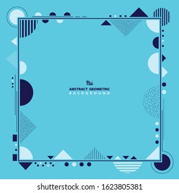 Abstract blue and white colors decorative of geometric pattern frame background. Decorate for ad, poster, template design, artwork. illustration vector eps10