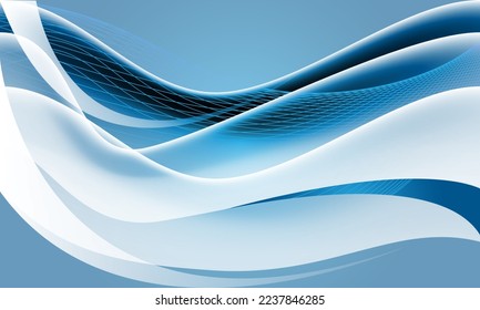 Abstract blue white curve wave overlap geometric design modern futuristic background vector illustration.