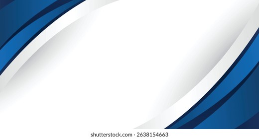 Abstract Blue and White Curved Vector Background.