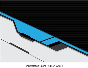 Abstract blue white cyber futuristic with dark shutter pattern design modern technology background vector illustration.