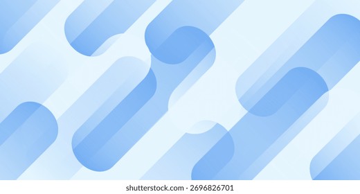 Abstract blue and white diagonal rounded lines background. Modern overlap geometric shape design element. Suit for poster, banner, cover, brochure, presentation, website. Vector illustration